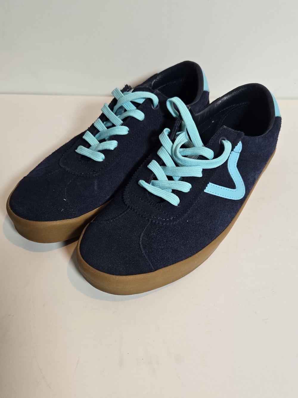 Vans Navy Suede Sneakers with Aqua Accents